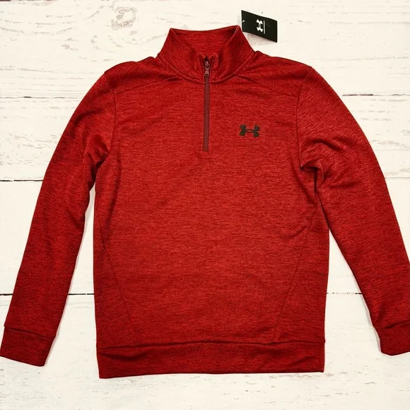 Under Armour Men's Fleece 1/4 Zip Up Red Long Sleeve Brand NEW! With Tags SMALL - Picture 1 of 5